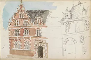 City Hall Prints: City Hall And De Waag in Hoorn, 1862-1867. Creator: Isaac Gosschalk