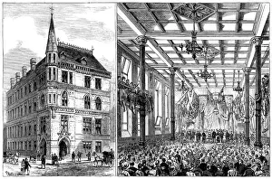 Victorian Gothic Prints: The City of London College: new building in White-Street; the Prince and Princess of Wales