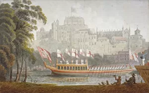 Oarsman Collection: City of London State Barge moving up the River Thames, Windsor, Berkshire, 1812. Artist