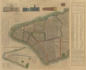 Hand Coloured Engraving Collection: The City of New York: Longworths Explanatory Map and Plan, 1817