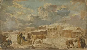 City Square in Winter, Second Half of the 18th cen Artist: Knappe, Karl Friedrich (1745-1808)