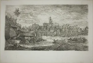 City with Stone Bridge, 1865. Creator: Rodolphe Bresdin
