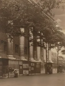 England United Kingdom Prints: City street with columns of a building and hoardings
