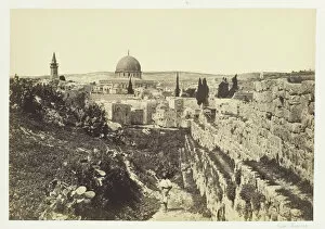 Palestine Collection: City Wall and Mosque of Omar, Jerusalem, 1857. Creator: Francis Frith