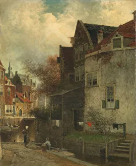 Barges Prints: Cityscape, 1860-1905. Creator: Ferdinand Carl Sierig