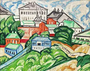 Cubo Futurism Prints: Cityscape, 1912. Creator: Rozanova, Olga Vladimirovna (1886-1918)