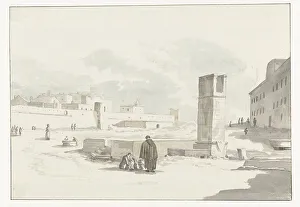 Ducros Abraham Louis Rodolphe Prints: Cityscape in Giovinazzo, 1778. Creator: Louis Ducros