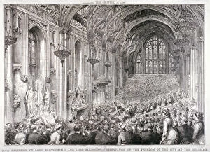 Twenty Third Earl Of Salisbury Collection: Civic reception of Lord Beaconsfield and Lord Salisbury at the Guildhall, London, 1878