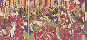 Triptych Of Polychrome Woodblock Prints Gallery: Civil and Military Officers, December 1877. Creator: Toshimasa