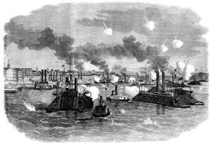 Fighting Collection: The Civil War in America: destruction of the Confederate flotilla..., 1862. Creator: Unknown