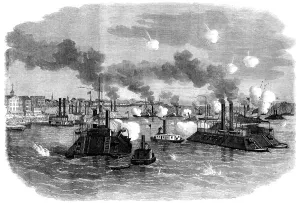 River Mississippi Prints: The Civil War in America: destruction of the Confederate flotilla