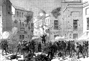 Seville Prints: Civil War in Spain: attack of Civil Guard on the Puerta de Carmona