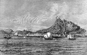 Steam Ships Prints: The Civil War in Spain: Bombardment of Alicante, 1873. Creator: Unknown