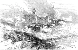 Destructive Prints: The Civil War in Spain: bombardment of Hernani, 1874. Creator: Unknown