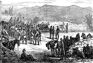Vantage Point Prints: The Civil War in Spain: Serrano and his staff at Montellano, 1874. Creator: Unknown