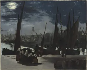 Calm Collection: Clair de lune sur le port de Boulogne (Moonlight at the Port of Boulogne), 1869. Creator: Manet