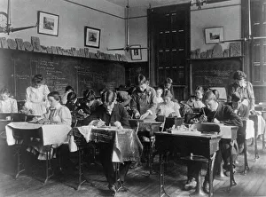 Modelling Prints: A class in clay modeling, 2nd Division, (1899?). Creator: Frances Benjamin Johnston