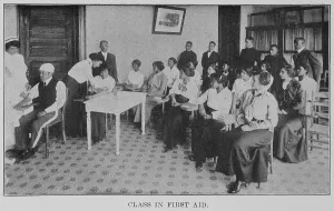 Practical Prints: Class in First Aid, 1915. Creator: Unknown