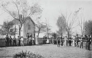 Booker T Prints: Class in outdoor geometry, 1904. Creator: Frances Benjamin Johnston