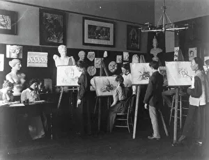 High School Prints: A class in painting, Central High School, (1899?). Creator: Frances Benjamin Johnston