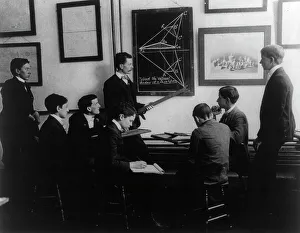 High School Prints: Class in solid geometery, Manual Training, (1899?). Creator: Frances Benjamin Johnston