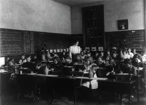 Art Teacher Prints: A class in watercolor, 3rd Division, (1899?). Creator: Frances Benjamin Johnston