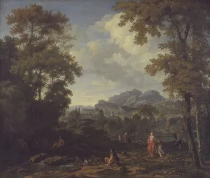 Lairesse Gerard De Prints: Classical Landscape with Diana (?) and her Nymphs
