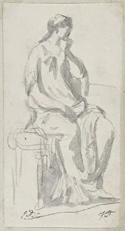 David L Prints: Classical Sculpture of a Pensive Woman, 1775/80. Creator: Jacques-Louis David