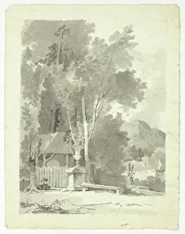 Shed Prints: Classical Urn in Front of a Shed