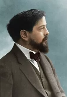 Colourised Collection: Claude Debussy (1862-1918), French composer. Artist: Nadar