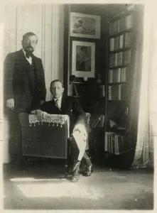 Stravinsky Prints: Claude Debussy and Igor Stravinsky, 1912. Creator: Satie, Erik (1866-1925)