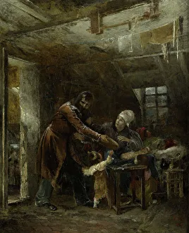 Stolen Prints: Claude Gueux bringing stolen bread back to his family, 1834. Creator: Louis Edouard Rioult