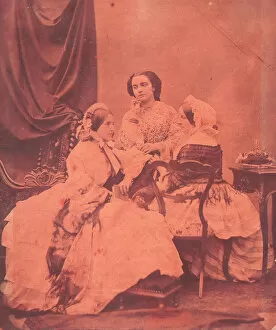 Daughters Collection: Three Claudet Family Women Seated in Studio, 1850s. Creator: Unknown