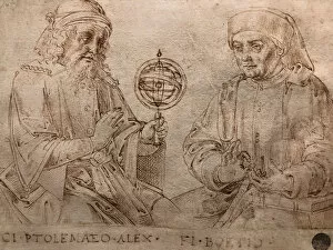 Brown Indian Ink On Paper Gallery: Claudius Ptolemy and Boethius