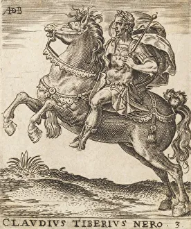 Equestrian Prints: Claudius Tiberius Nero from Twelve Caesars on Horseback, ca. 1565-1587. ca. 1565-1587
