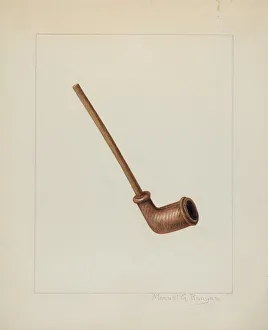 Smoking Pipe Prints: Clay Pipe, c. 1938. Creator: Manuel G. Runyan
