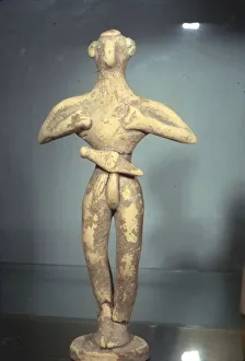 Minoan Gallery: Clay Votive Figurine of Man wearing Belt and Dagger, Proto-Palatial Period, 2000BC-1700 BC