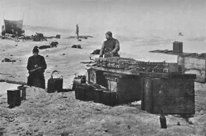 Cleaning the Accumulators Before Stowing Away. July, 1895, (1897) Cleaning the Accumulators Before Stowing Away. July, 1895, (1897)