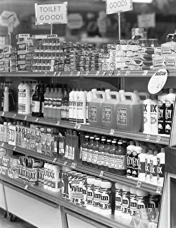 Household Product Prints: Cleaning products on supermarket shelves, 1966. Artist: Michael Walters