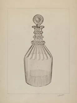 Glass Bottle Prints: Clear Glass Decanter, c. 1937. Creator: Raymond Manupelli