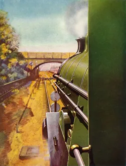 Cecil J Allen Prints: A Clear Road from the cab of a Southern Railway Atlantic locomotive, 1935