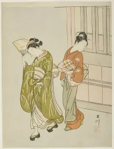 Clearing Breeze from a Fan (Ogi no seiran), from the series Eight Views of the... c. 1766. Creator: Suzuki Harunobu. Clearing Breeze from a Fan (Ogi no seiran), from the series Eight Views of the... c. 1766. Creator: Suzuki Harunobu