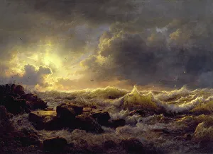 Crashing Prints: Clearing Up--Coast of Sicily, 1847. Creator: Andreas Achenbach
