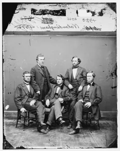 Portrait Photographs 1860 1880 Gmgpc Prints: Clement L. Vallandigham (centre), between 1865 and 1880. Creator: Unknown