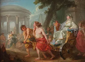 Pulling Prints: Cleobis and Biton with Cydippe in the Front of Hera Temple, 1764. Creator: Jean Bardin