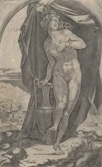 Agostino Prints: Cleopatra, dated 1515. Creator: Agostino Veneziano