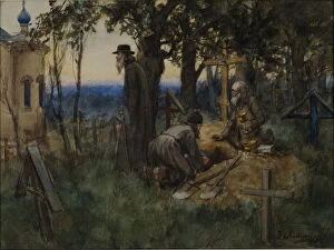 Bolshevic Gallery: The clergymen hiding church treasures in a new grave in a cemetery, 1922