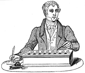 Clerk using a Pascal adding machine, 1835