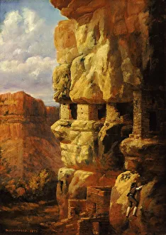Colorado United States Of America Gallery: Cliff Houses on the Rio Mancos, Colorado, 1875. Creator: William Henry Holmes