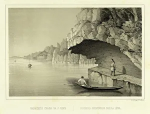 Cliff Overhang Above the Lena River, 1856. Creator: Ivan Dem'ianovich Bulychev
